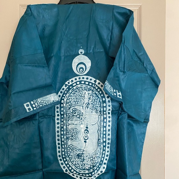 Authentic African men’s dansiki set (teal color) - Picture 2 of 6